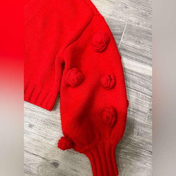 For Love & Lemons Revolve Scarlett Cropped V-Neck Cardigan Rosettes Size Small - Picture 8 of 13